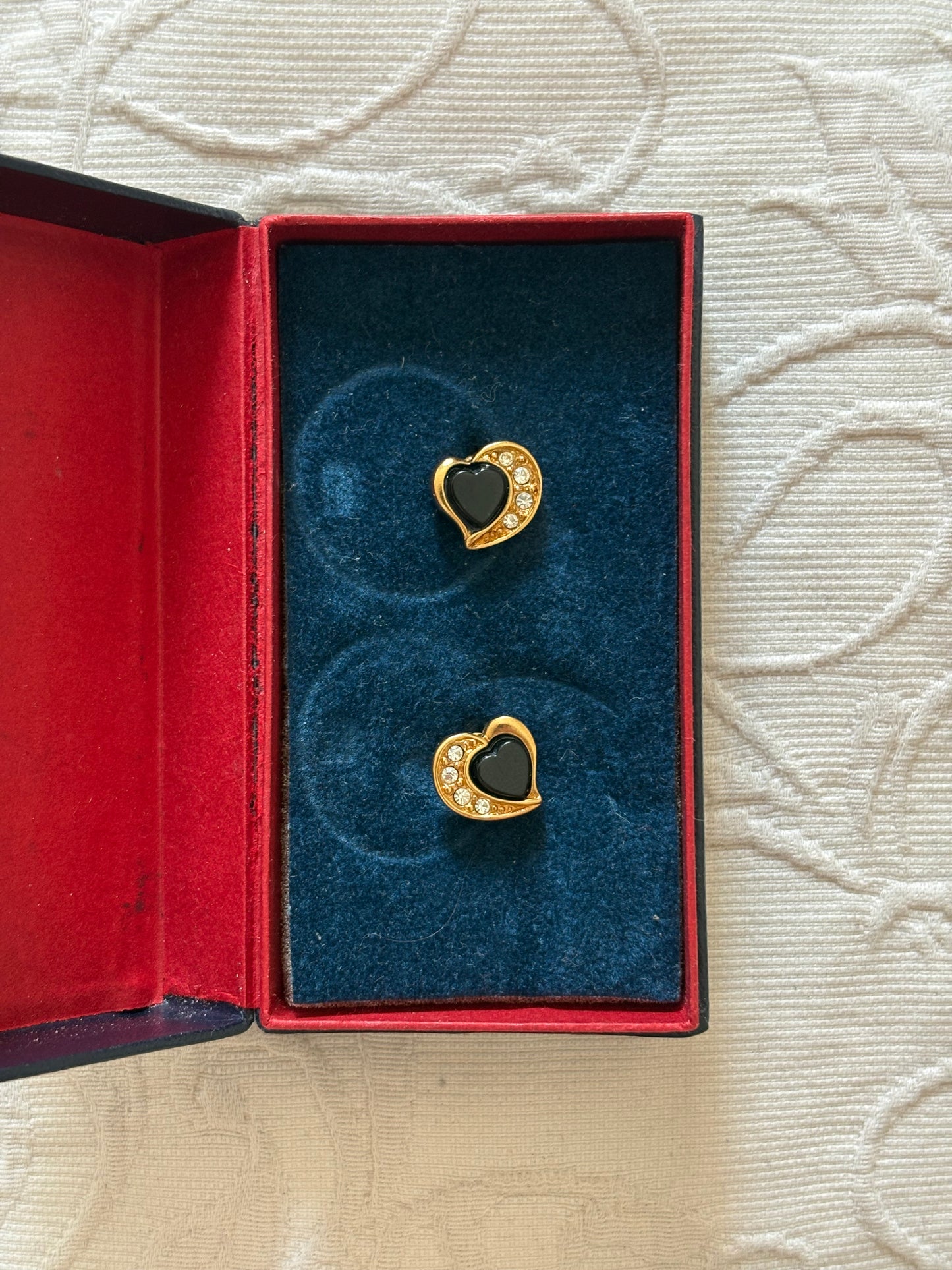 Avon "Genuine Onyx Heart" Earrings, 1993