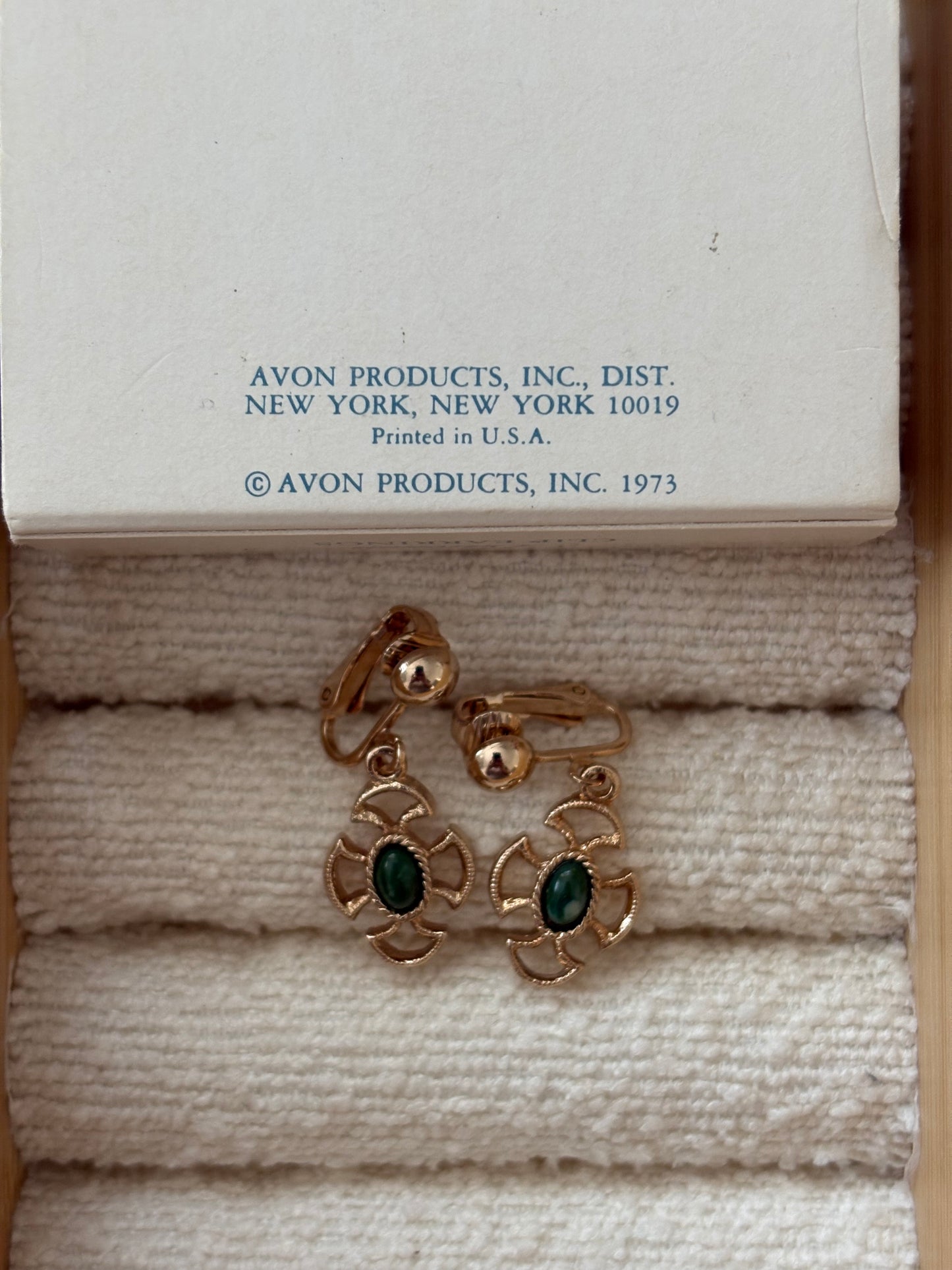 Avon "Baroness" clip-on earrings, 1973