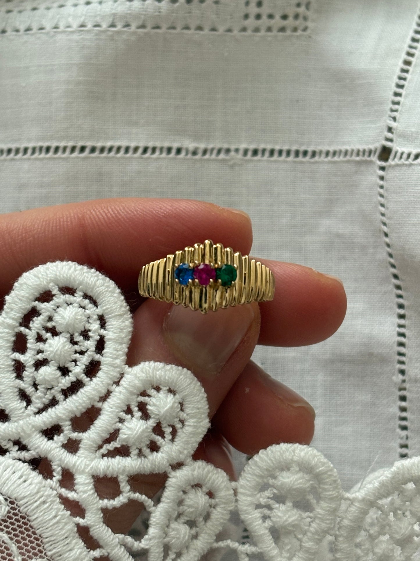 Three-stone vintage ring