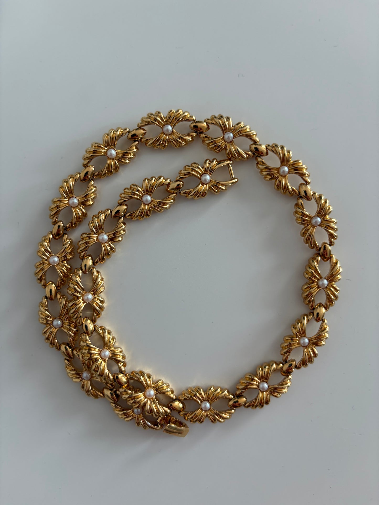 Gold-Plated Monet necklace with faux pearls 1980s–1990s