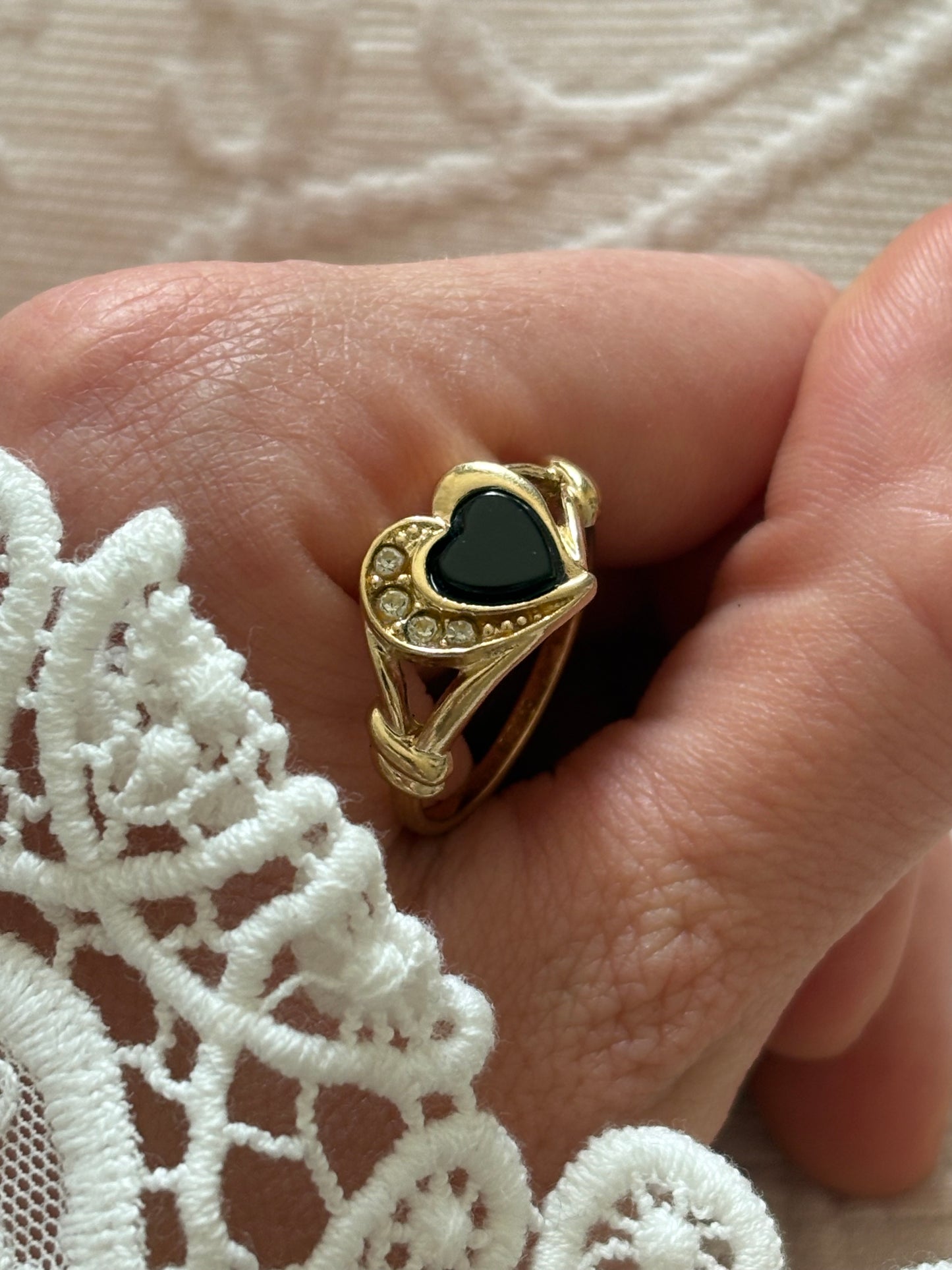 Avon "Genuine Onyx Heart" ring, 1993