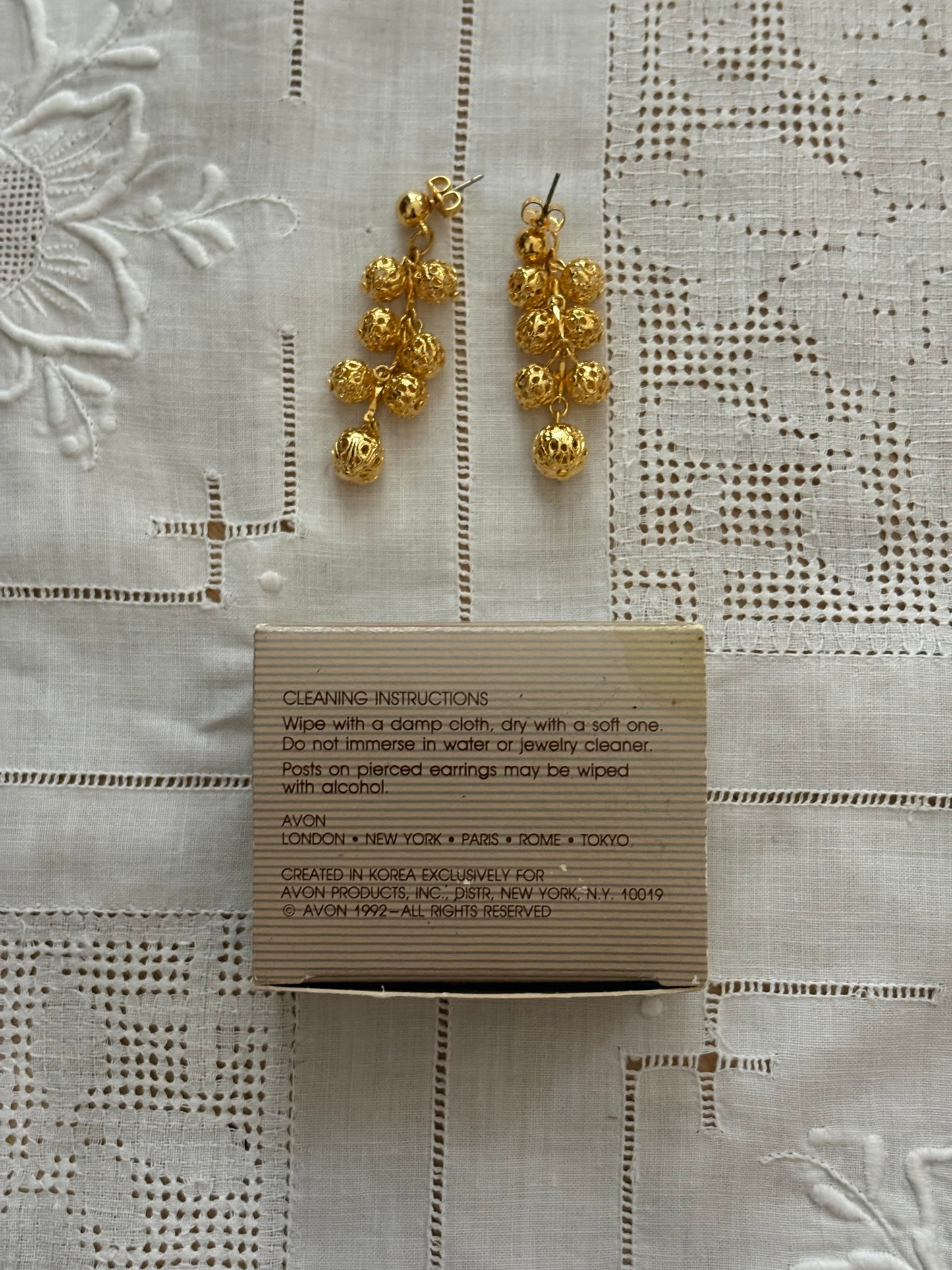 Avon "Filigree Shower" Earrings, 1992