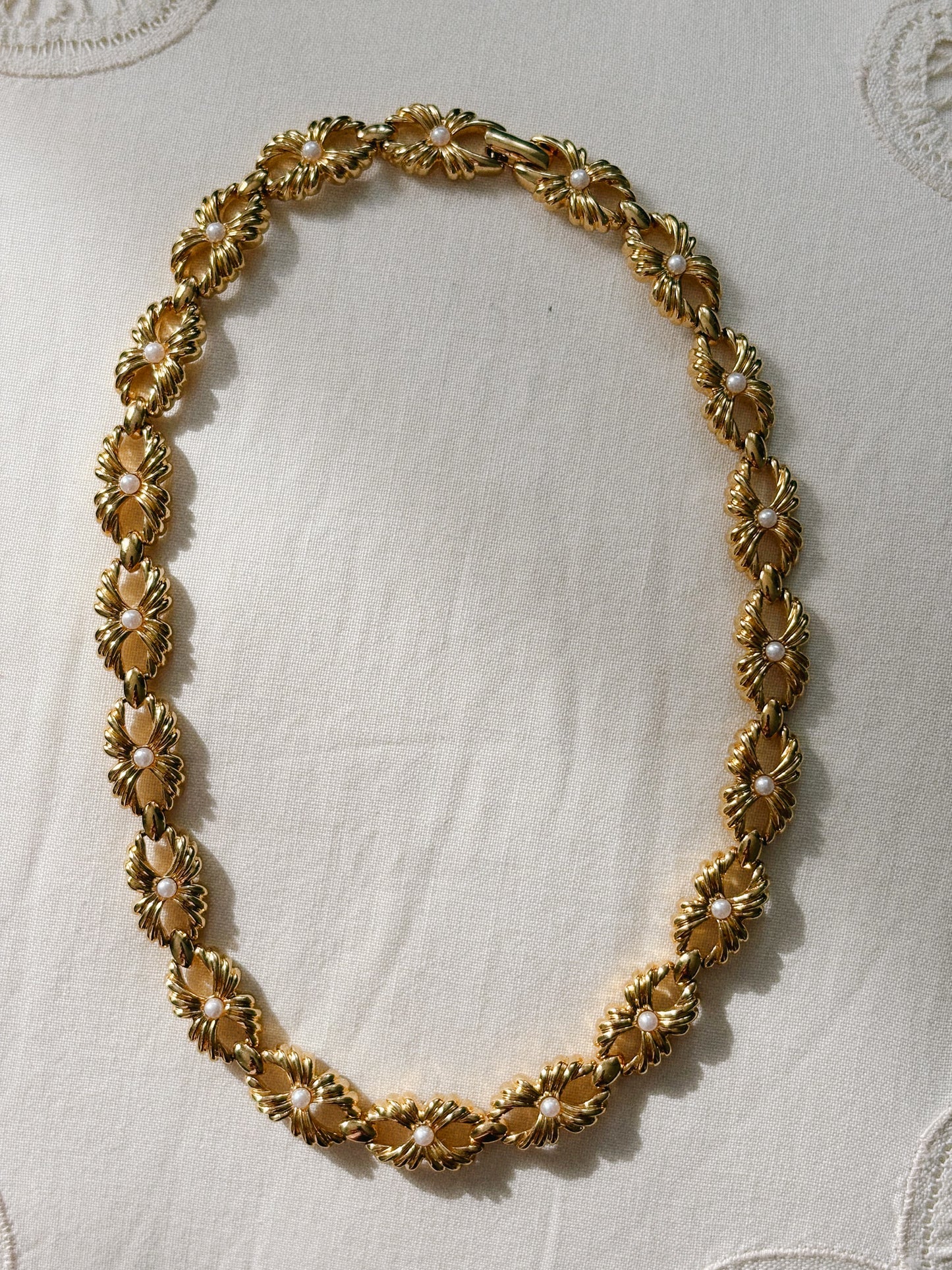 Gold-Plated Monet necklace with faux pearls 1980s–1990s