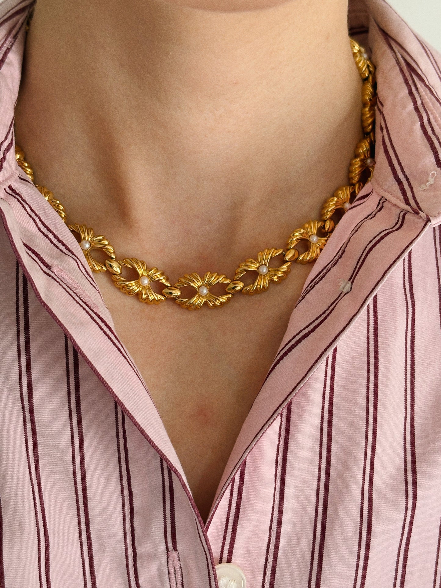 Gold-Plated Monet necklace with faux pearls 1980s–1990s