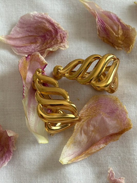 Gilt Napier twisted ribbon clip-on earrings