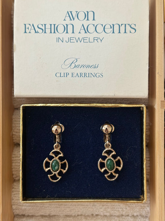 Avon "Baroness" clip-on earrings, 1973