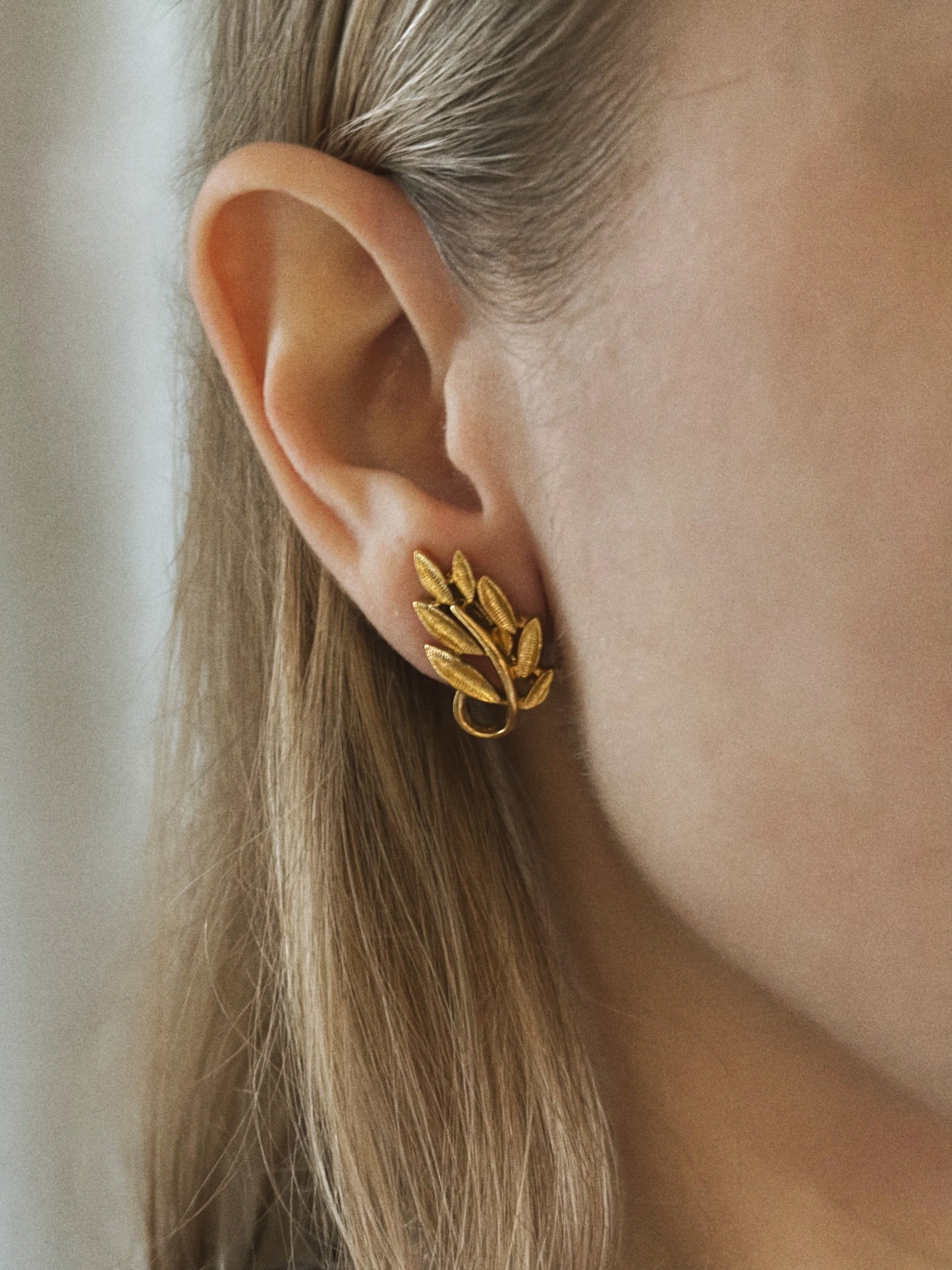 Napier gold-plated leaf motif clip earrings