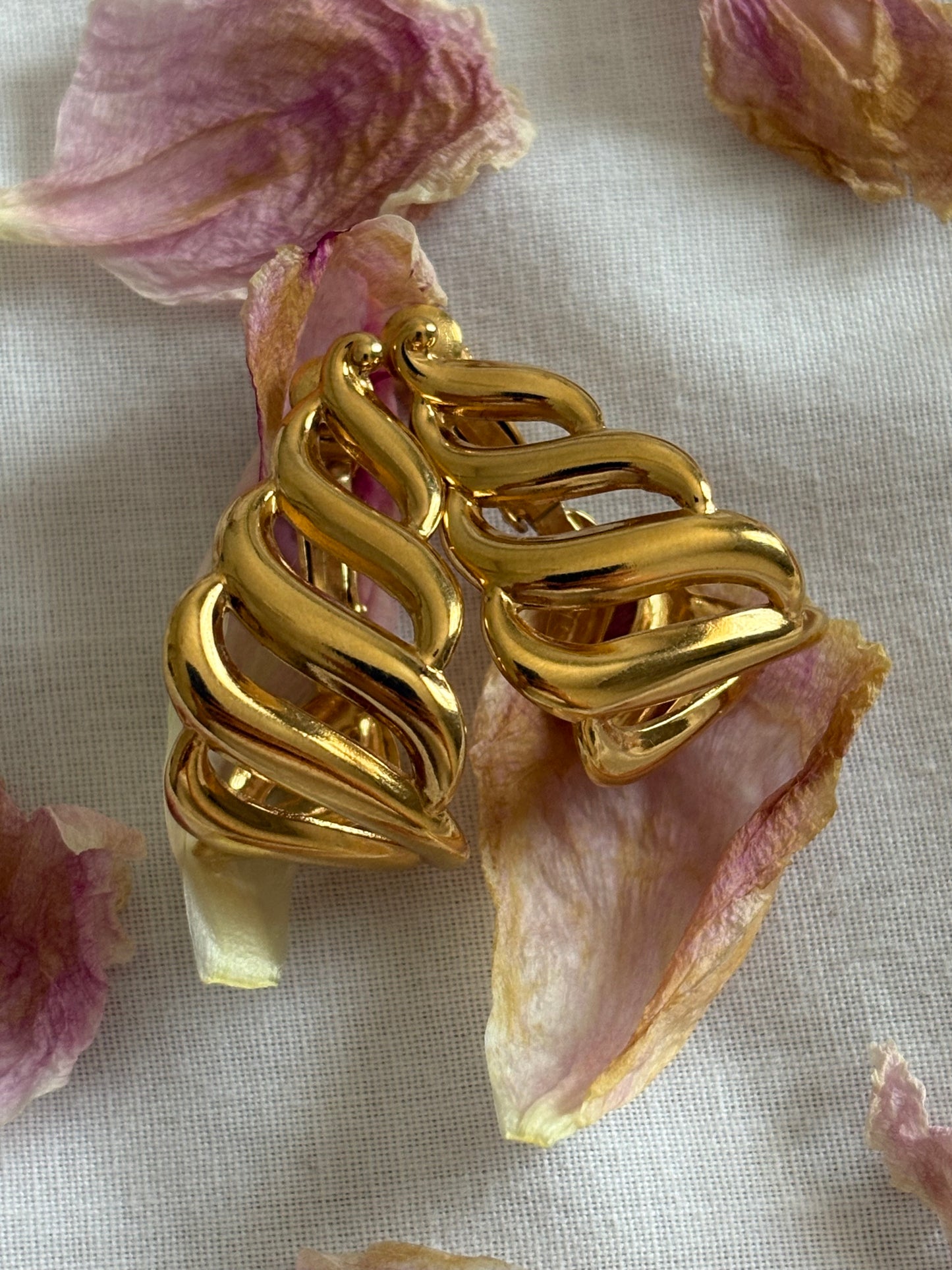 Gilt Napier twisted ribbon clip-on earrings