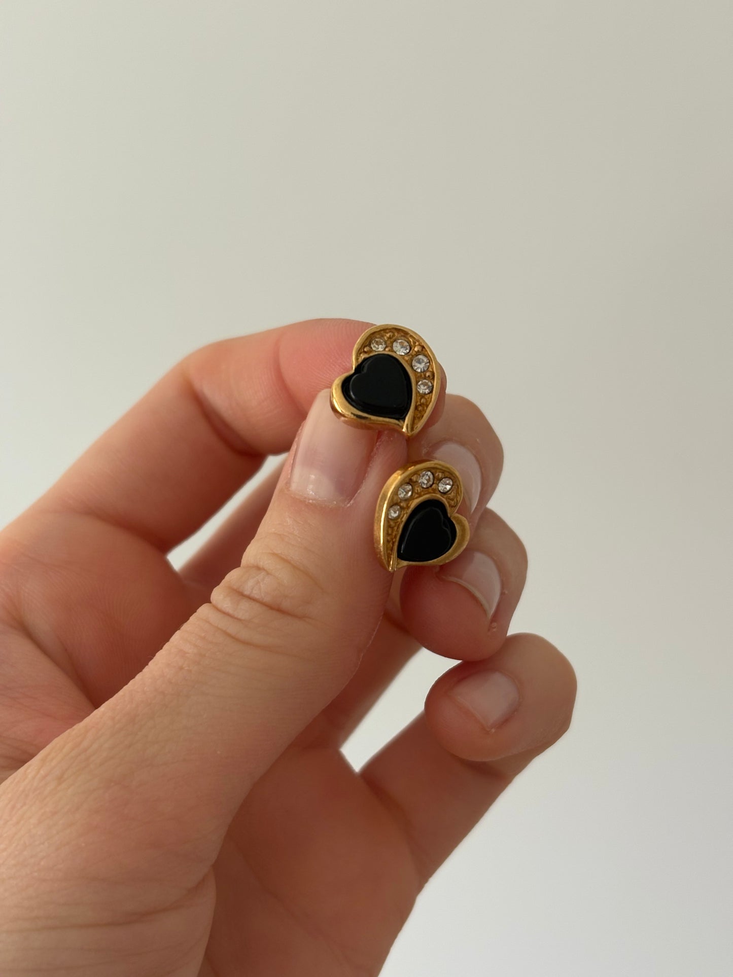 Avon "Genuine Onyx Heart" Earrings, 1993
