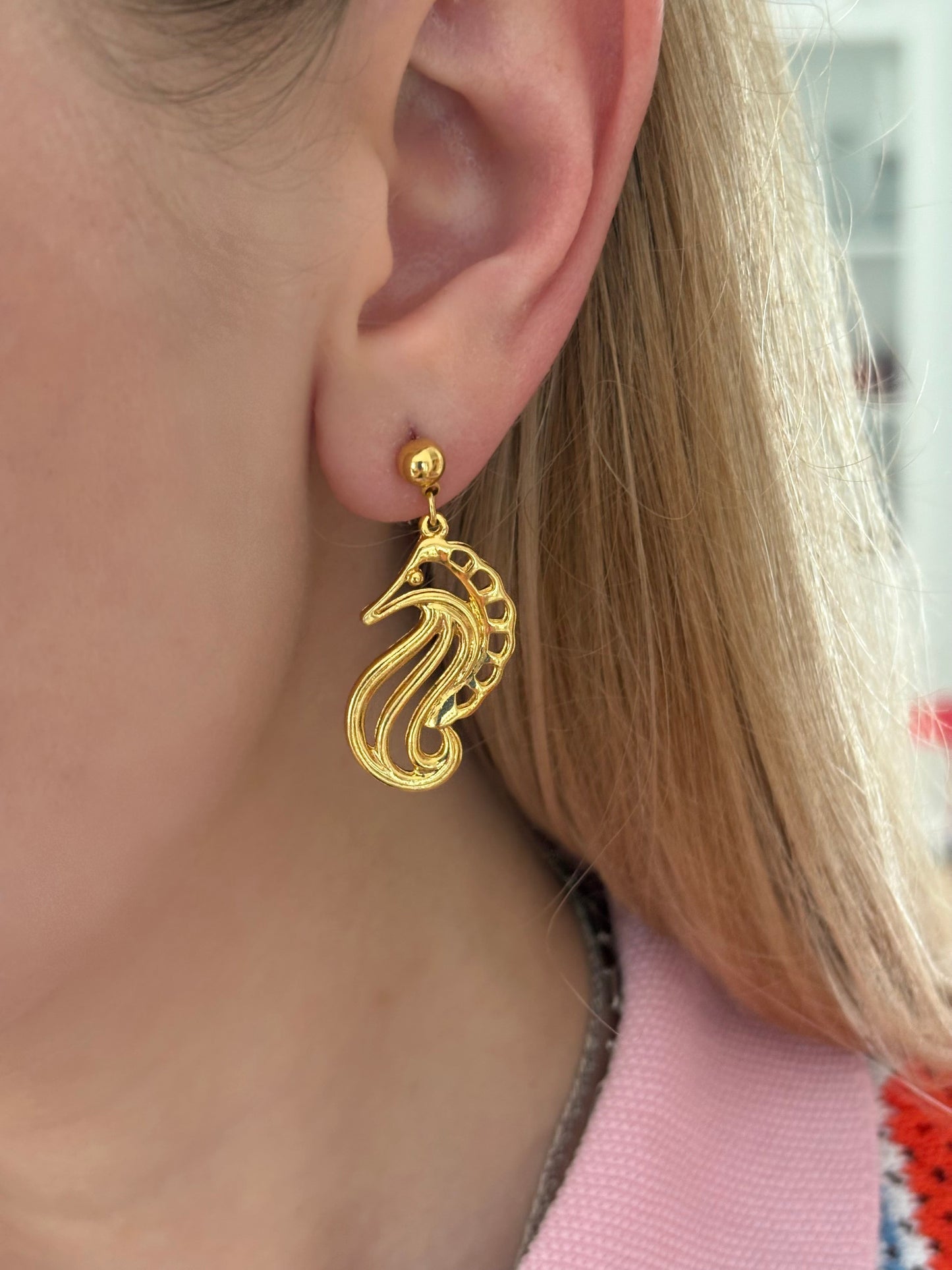 Avon "Dangling Seahorse" Earrings, 1990