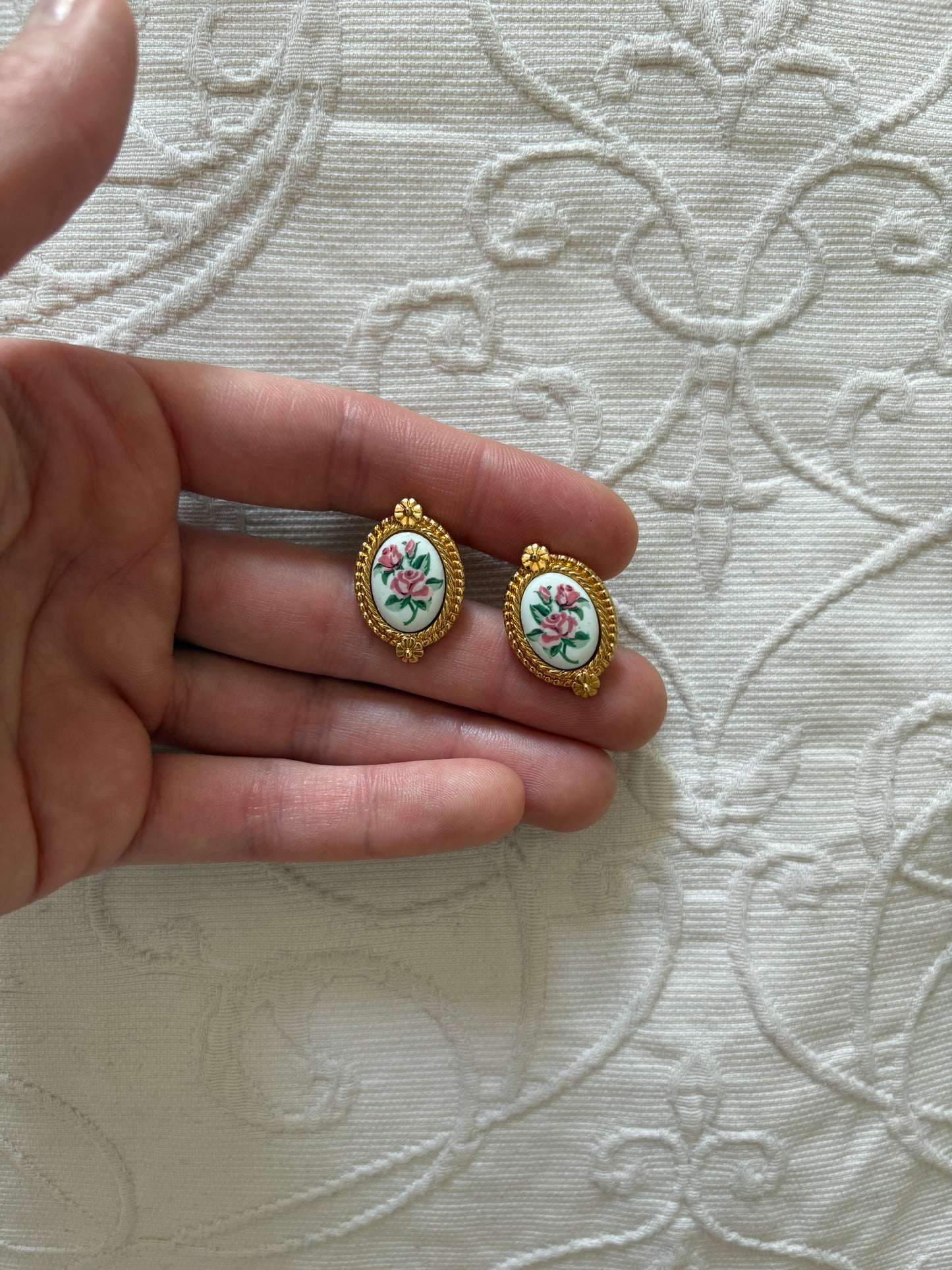 Avon earrings with painted decoration