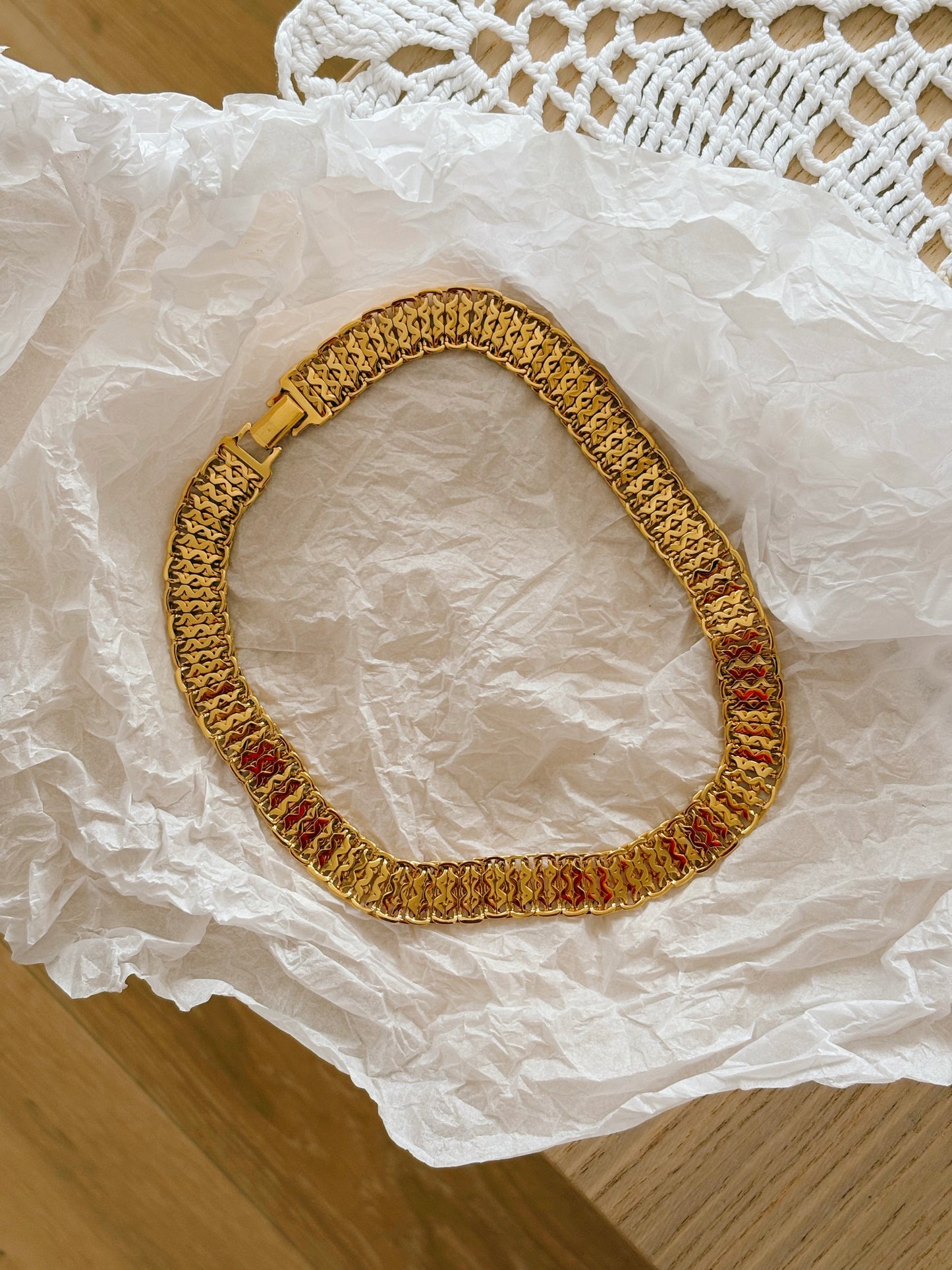 Gold-plated  braided Monet necklace, 1980–1990s