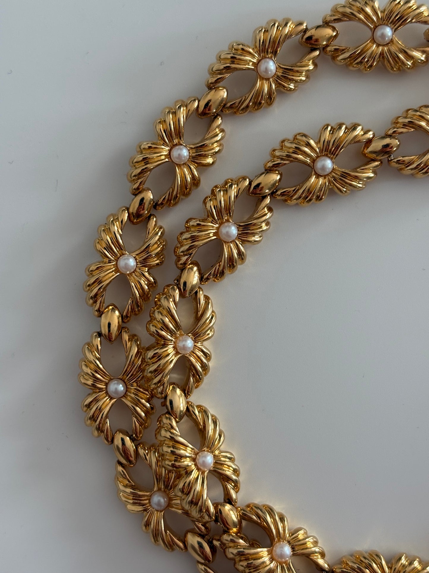 Gold-Plated Monet necklace with faux pearls 1980s–1990s