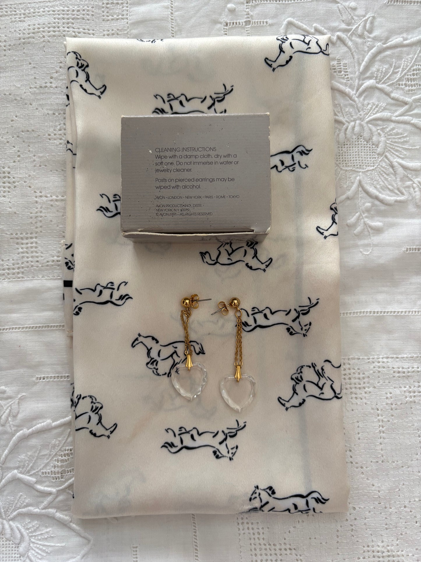 Kolczyki Avon „Crystal Heart Earrings”,1991 rok