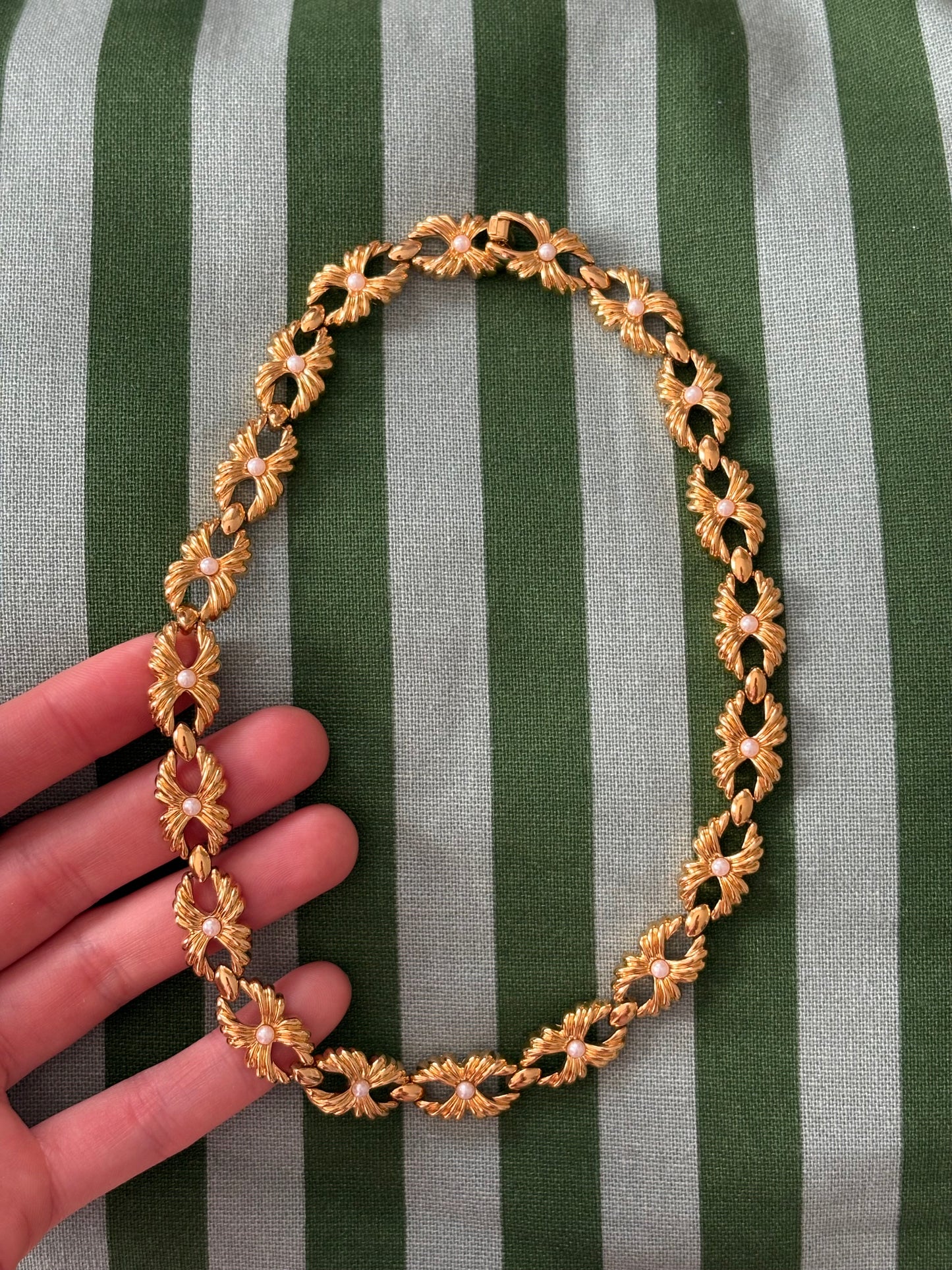Gold-Plated Monet necklace with faux pearls 1980s–1990s