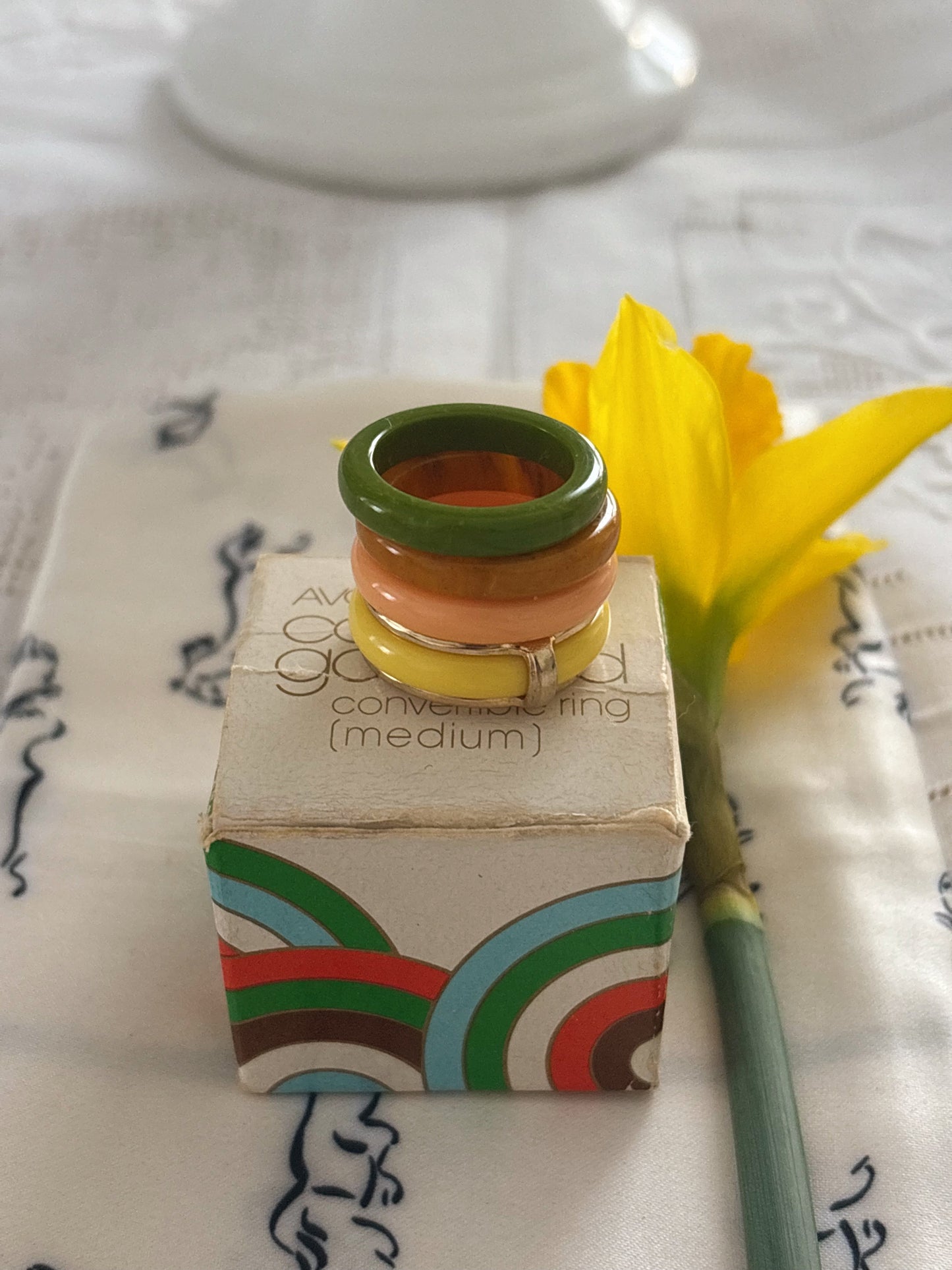 Set of 4 interchangeable Avon rings, 1977