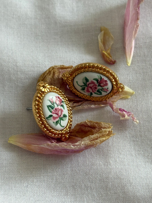 Avon earrings with painted decoration
