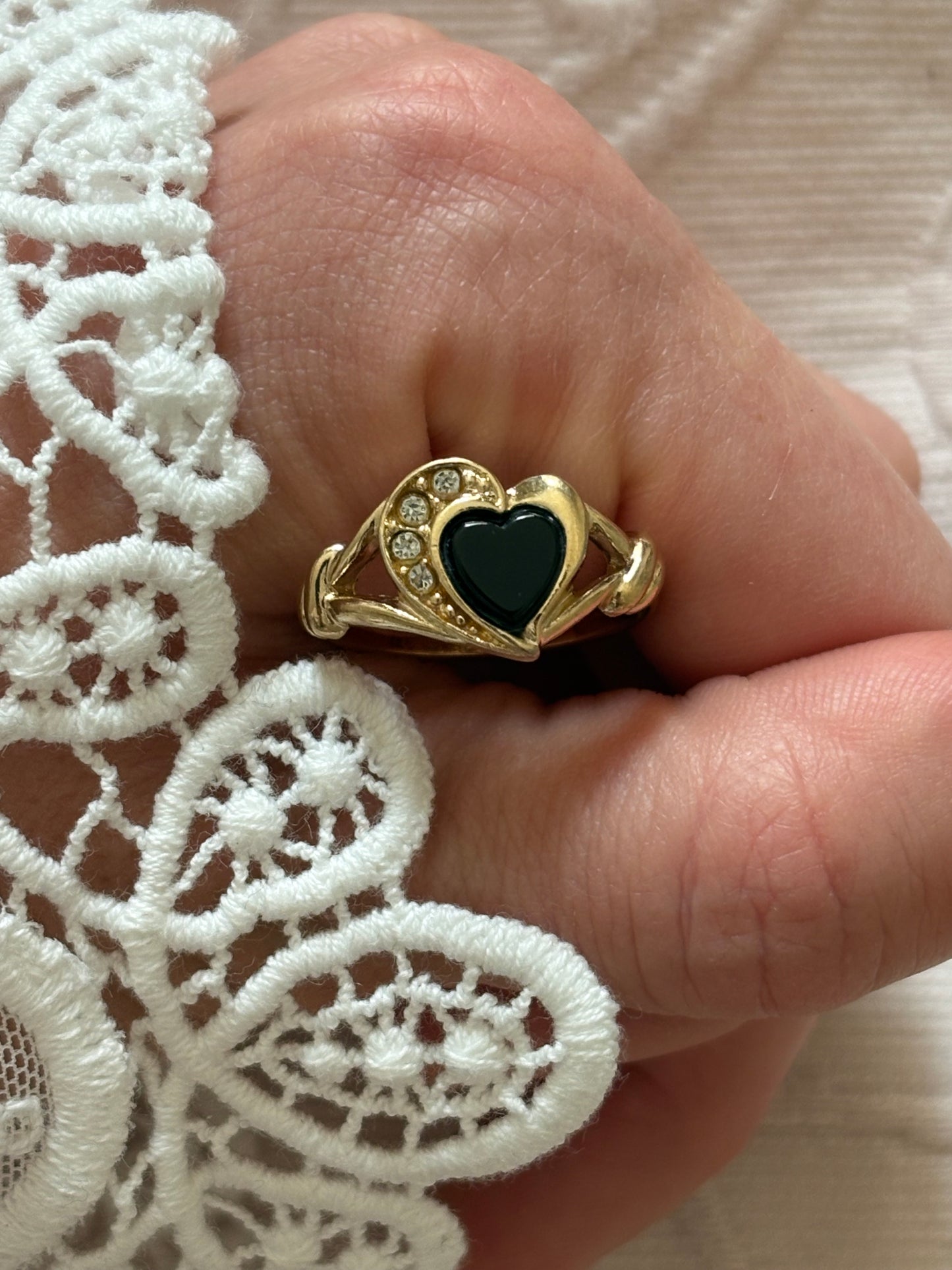 Avon "Genuine Onyx Heart" ring, 1993