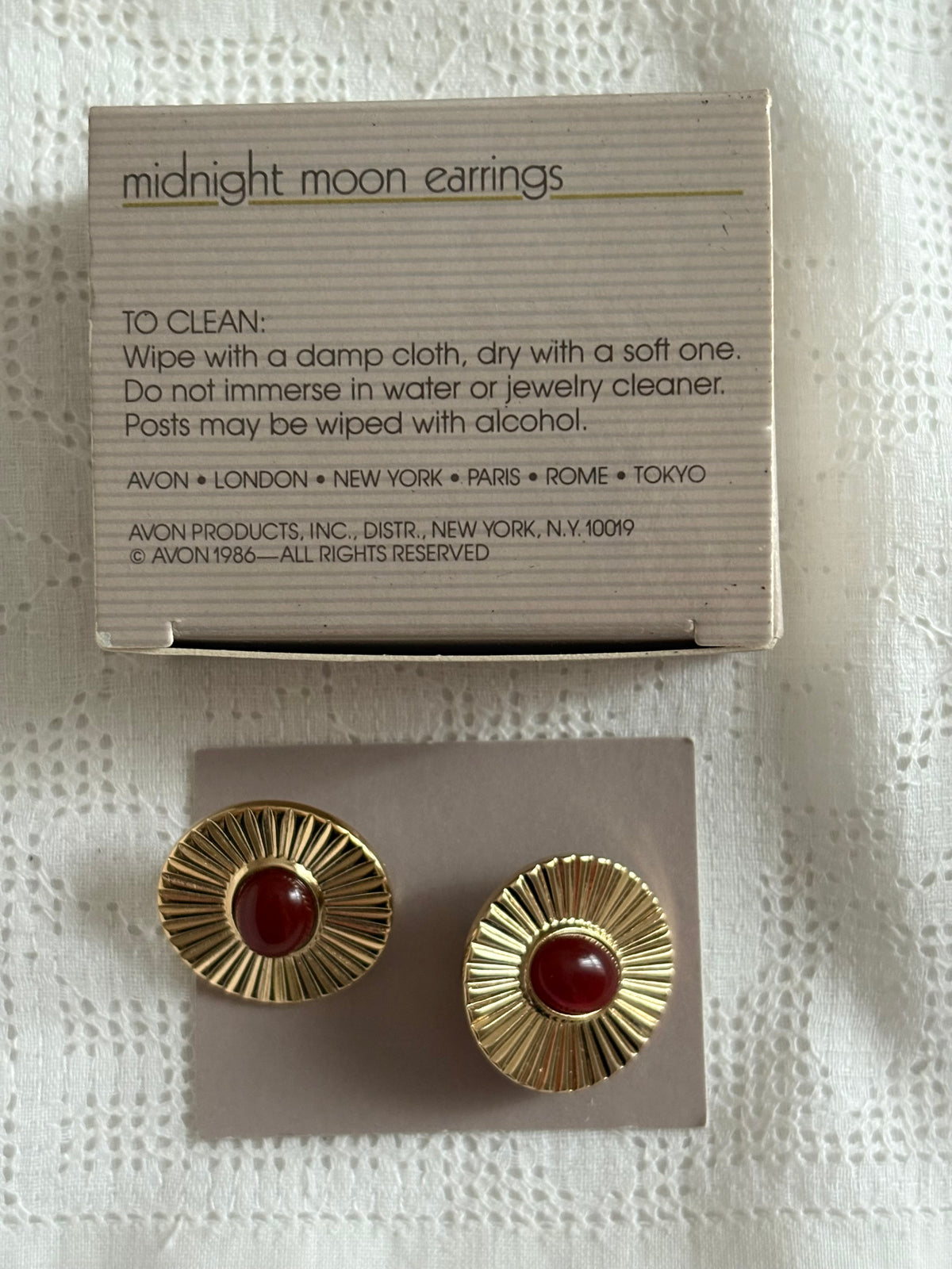 Kolczyki Avon „ Midnight moon”, 1986 rok