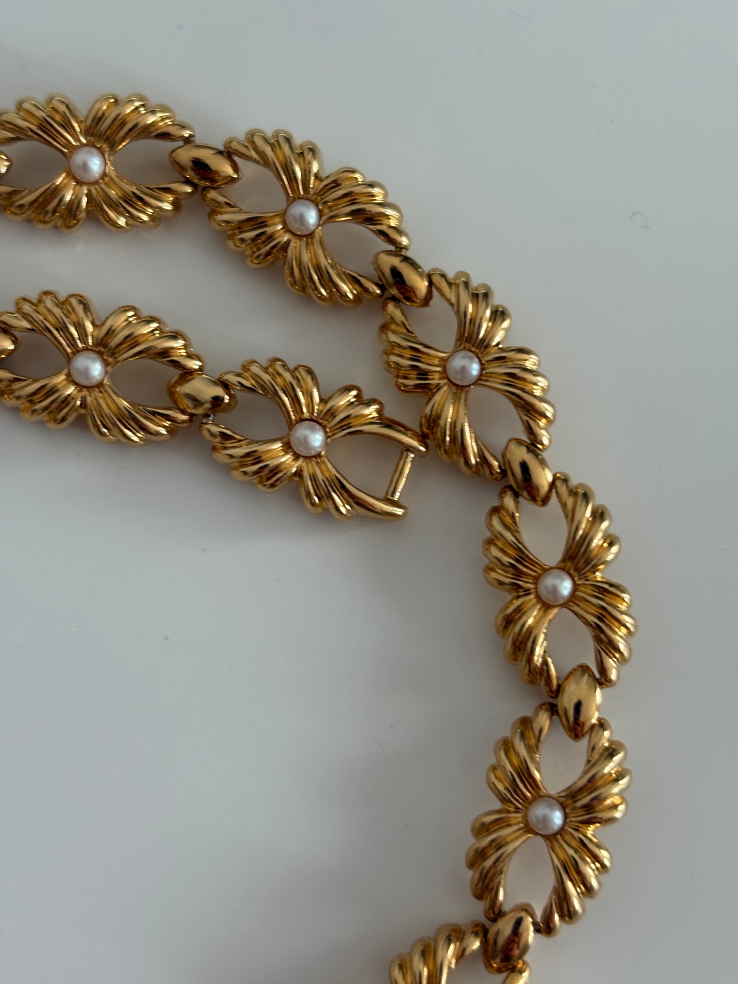 Gold-Plated Monet necklace with faux pearls 1980s–1990s