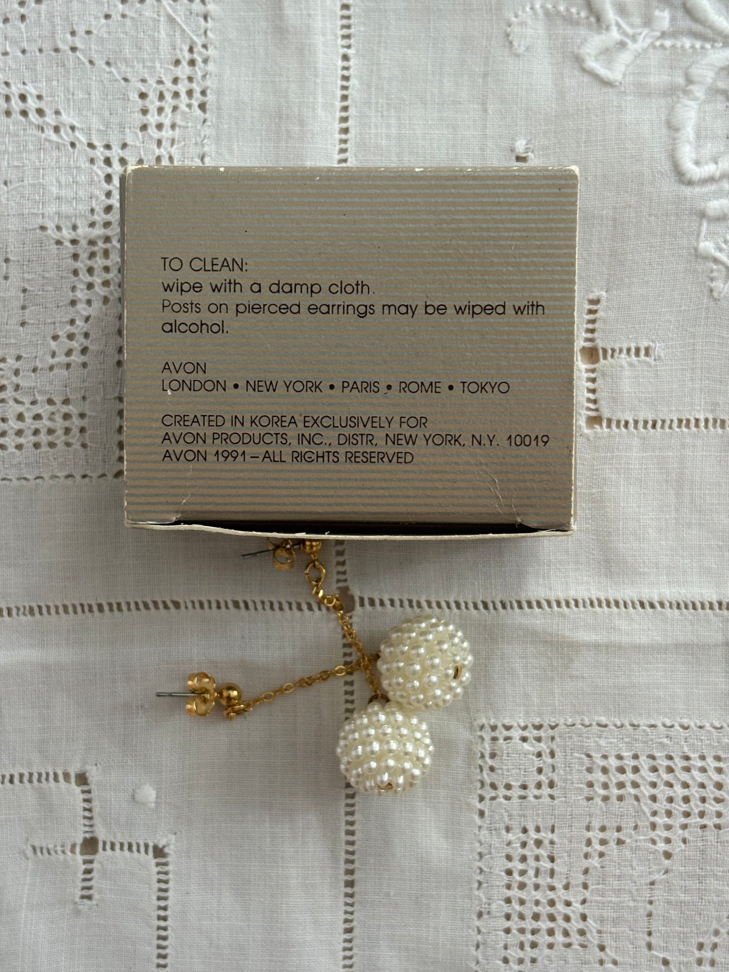 Kolczyki Avon “Snowball”,1991 rok