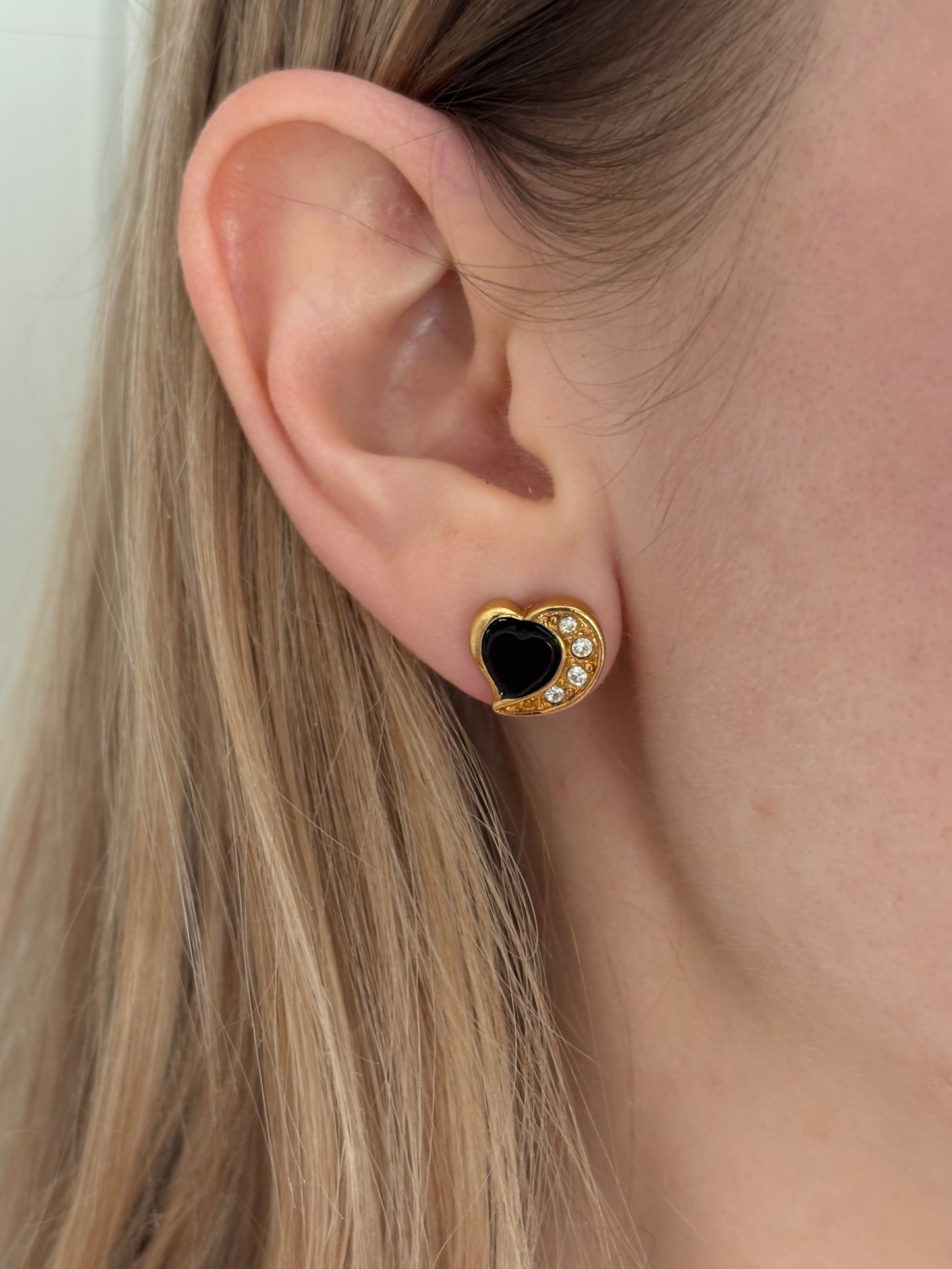 Avon "Genuine Onyx Heart" Earrings, 1993