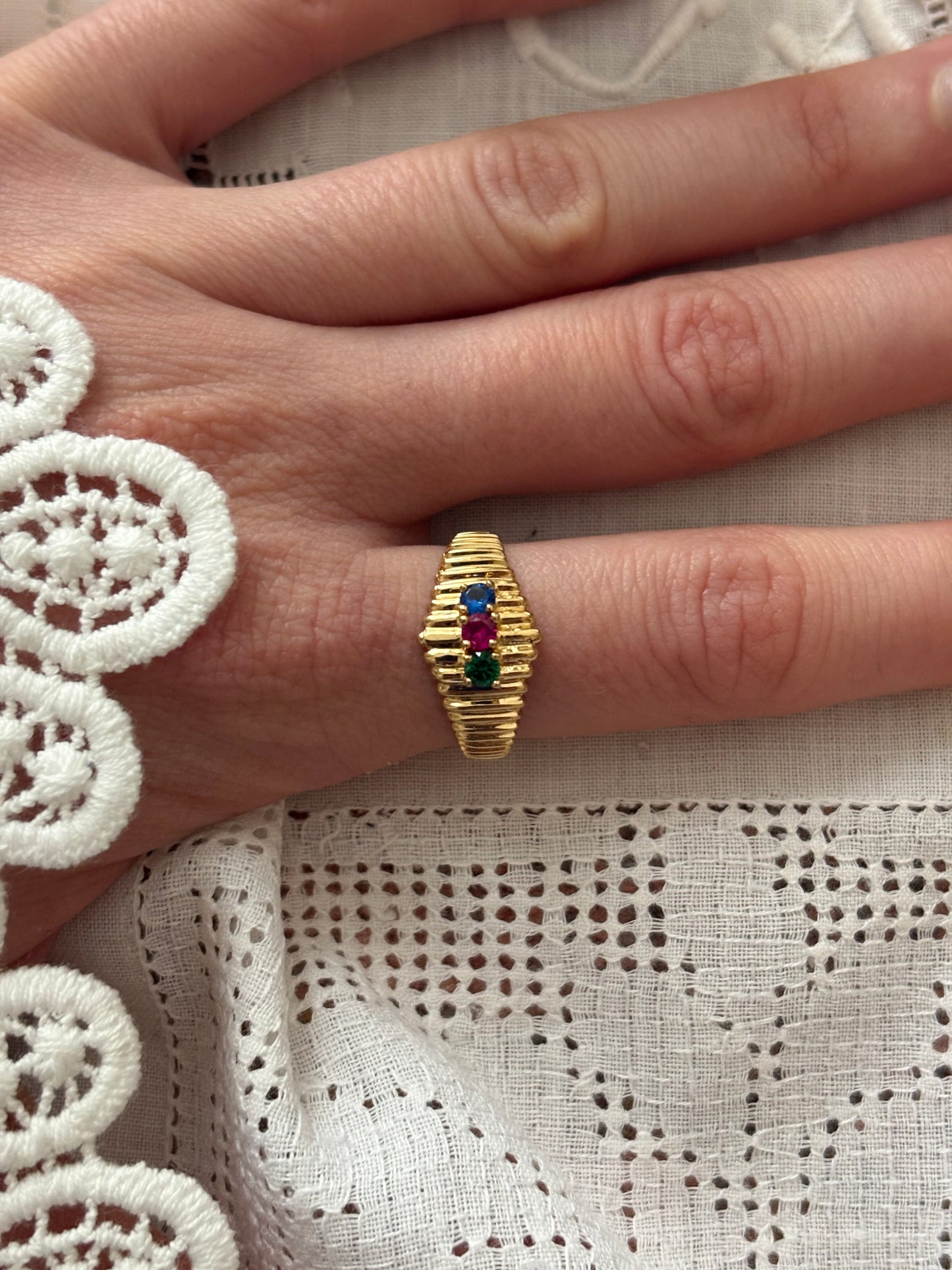 Three-stone vintage ring