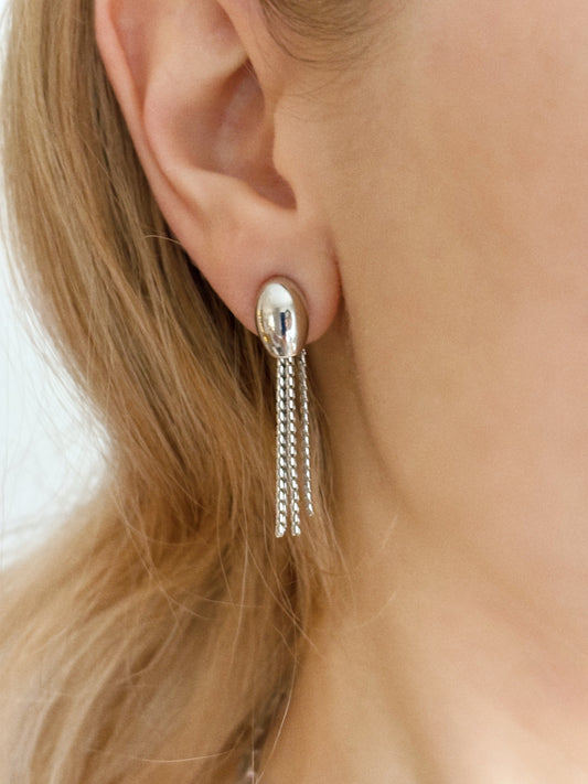 Monet silver-plated clip-on earrings with chains