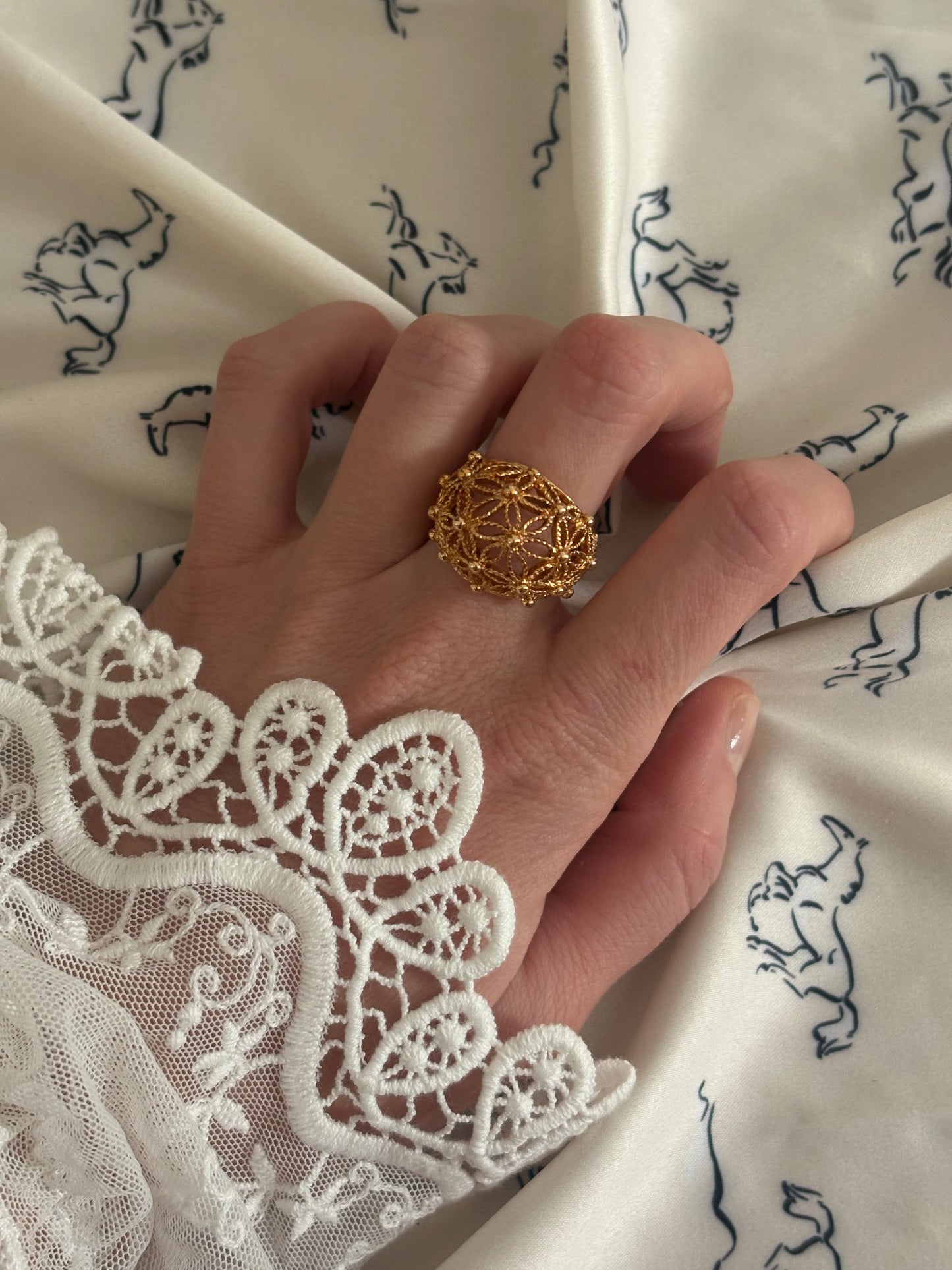 Avon "Spun Blossoms Filigree Ring", 1979
