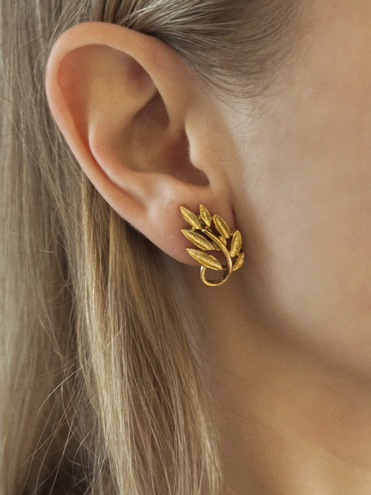 Napier gold-plated leaf motif clip earrings