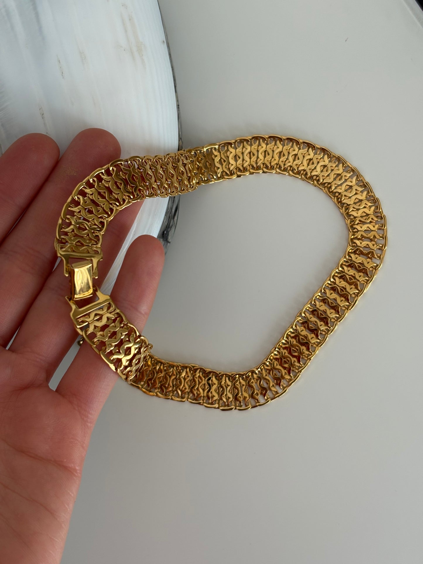 Gold-plated  braided Monet necklace, 1980–1990s