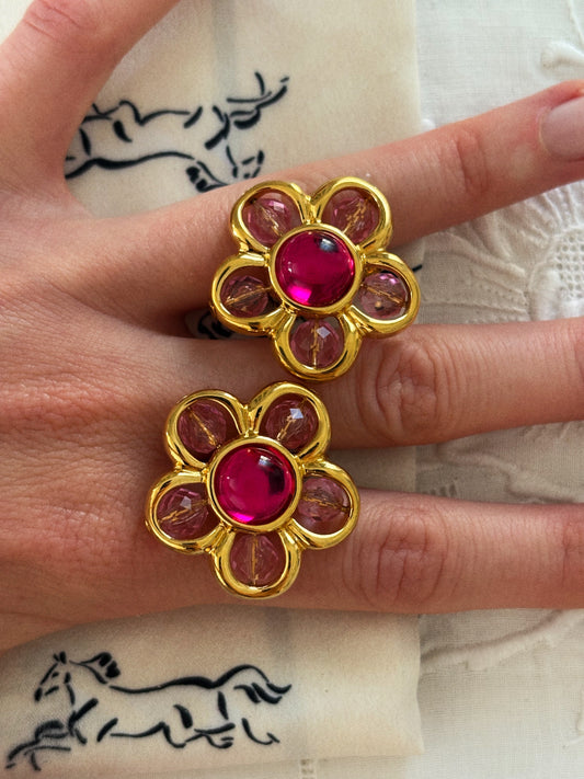 Rzadkie klipsy Napier w kształcie kwiatów