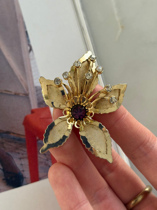 Vintage mesh  flower brooch