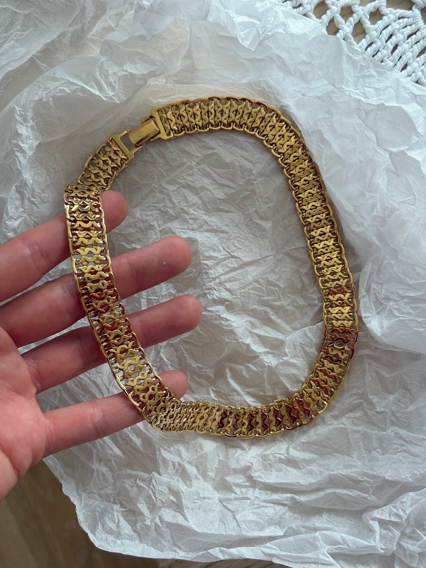 Gold-plated  braided Monet necklace, 1980–1990s