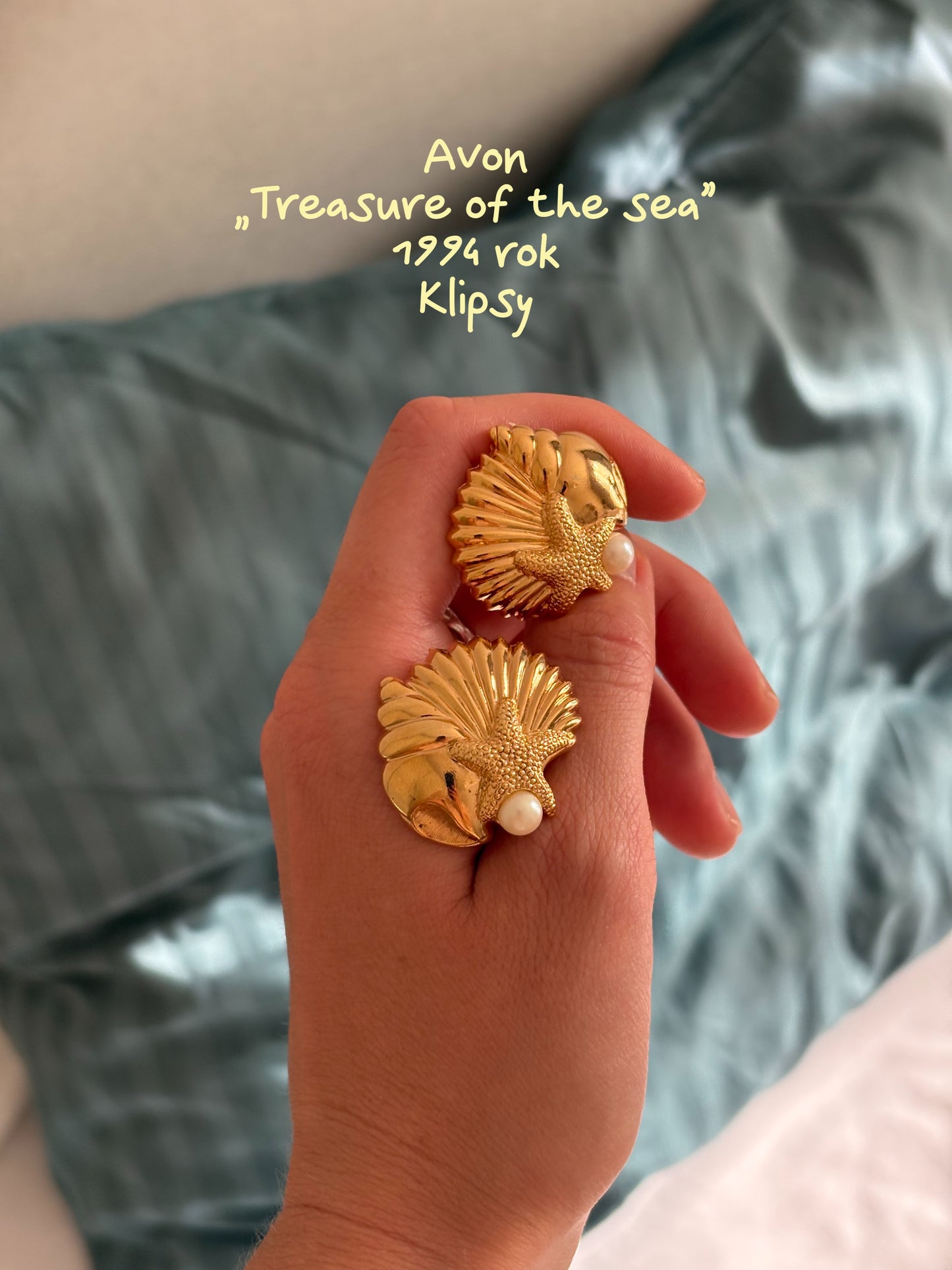 Pozłacane klipsy Avon „Treasure of the Sea” 1994  rok