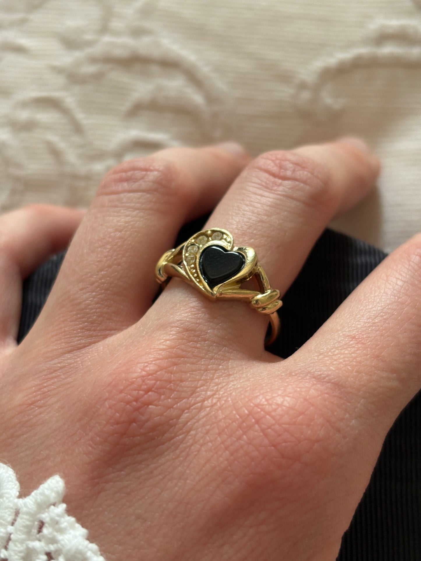 Avon "Genuine Onyx Heart" ring, 1993